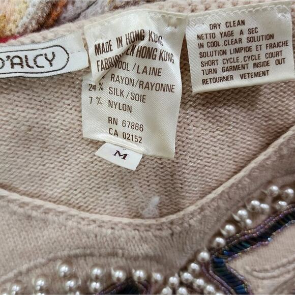 MARC D'ALCY Wool and Silk Blend beaded and pearl embellished sweater tank size M - Picture 10 of 11